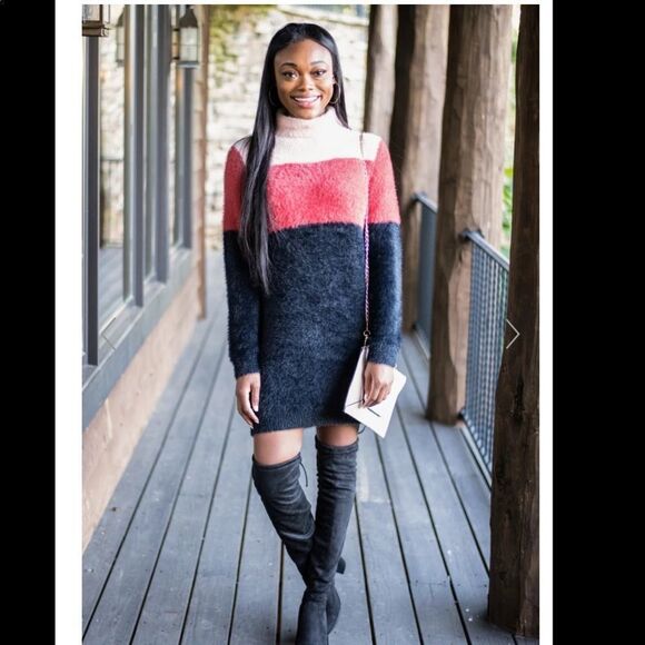 Colorblock Soft Sweater Dress Small - Picture 1 of 6